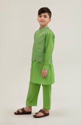 Infant Boys Printed Waist Coat 3 Piece -SIS725125